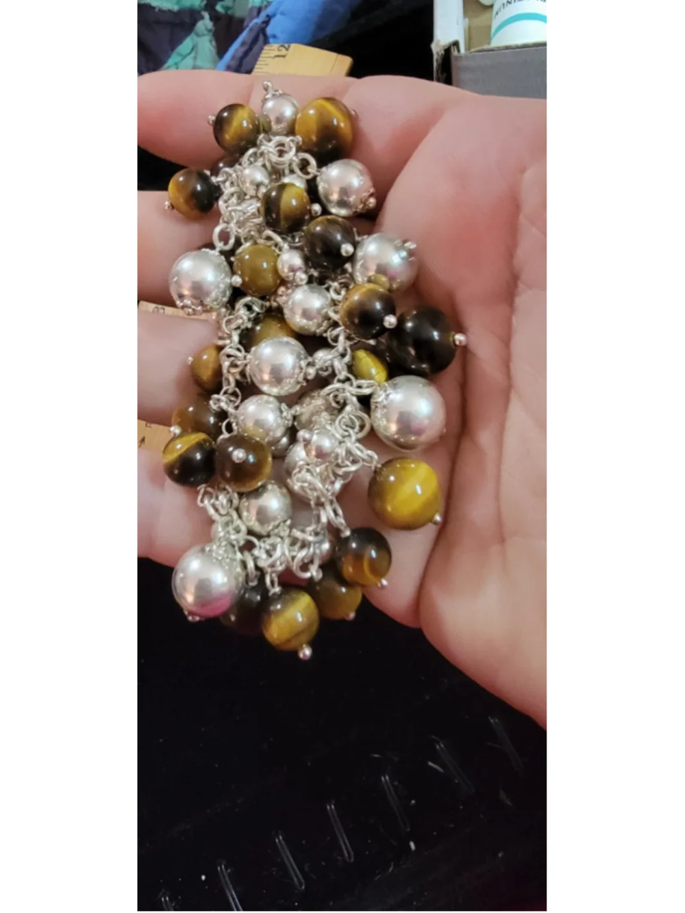 Sterling Silver Tiger's Eye Cha Cha Charm Bracelet 54.88g 7